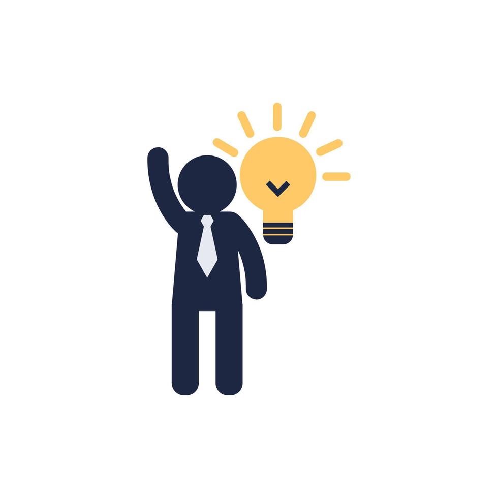 isolate man with light bulb idea icon man avatar icon symbol vector