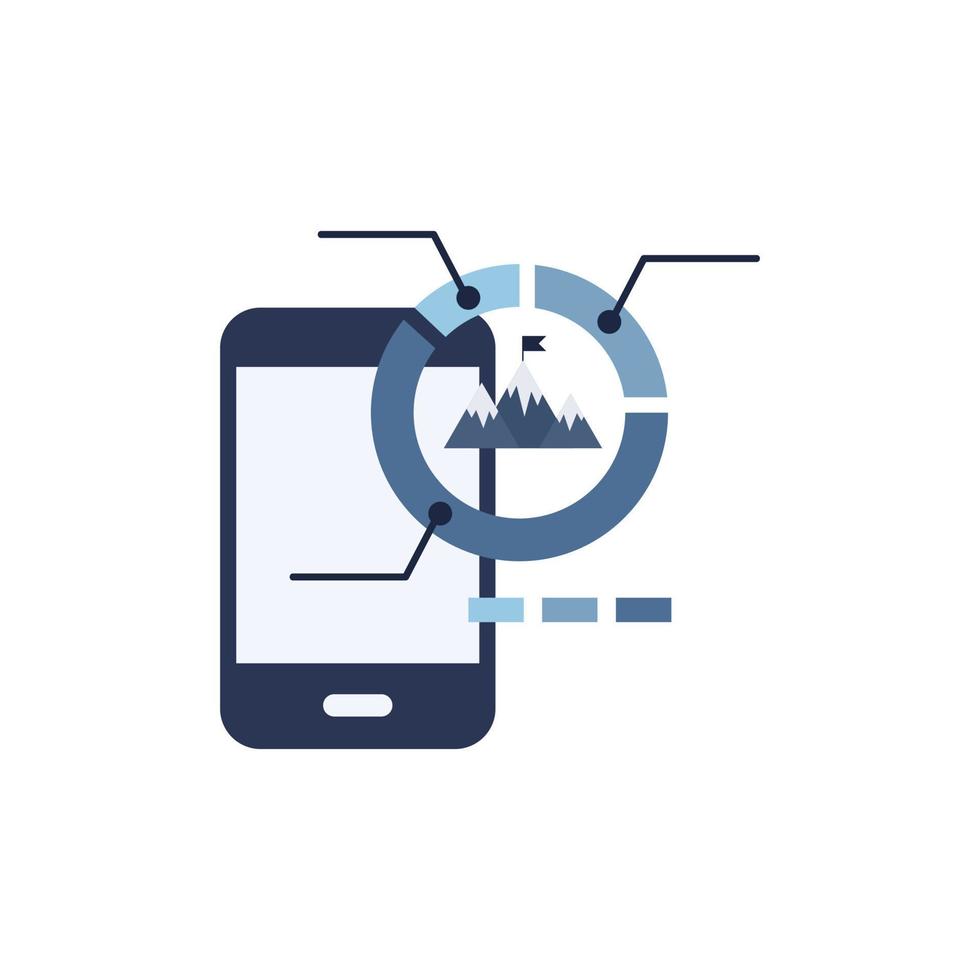business mission on mobile flat icon symbol vector