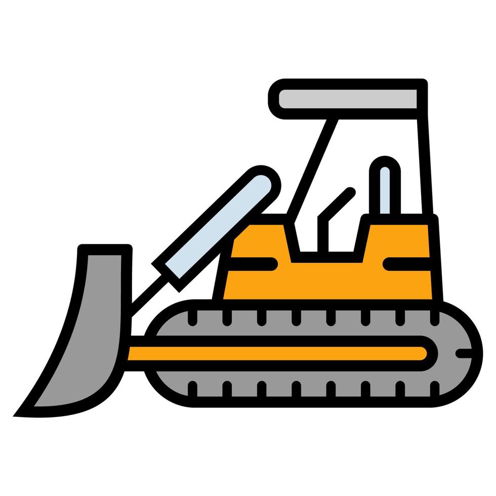 Illustration Vector Graphic of bulldozer vehicle, construction equipment, work icon