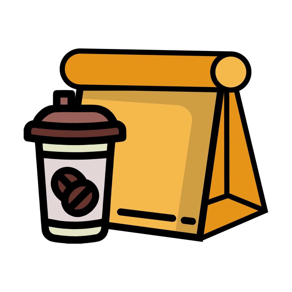 Illustration Vector Graphic of take away, food cup, paper bag drink coffee icon