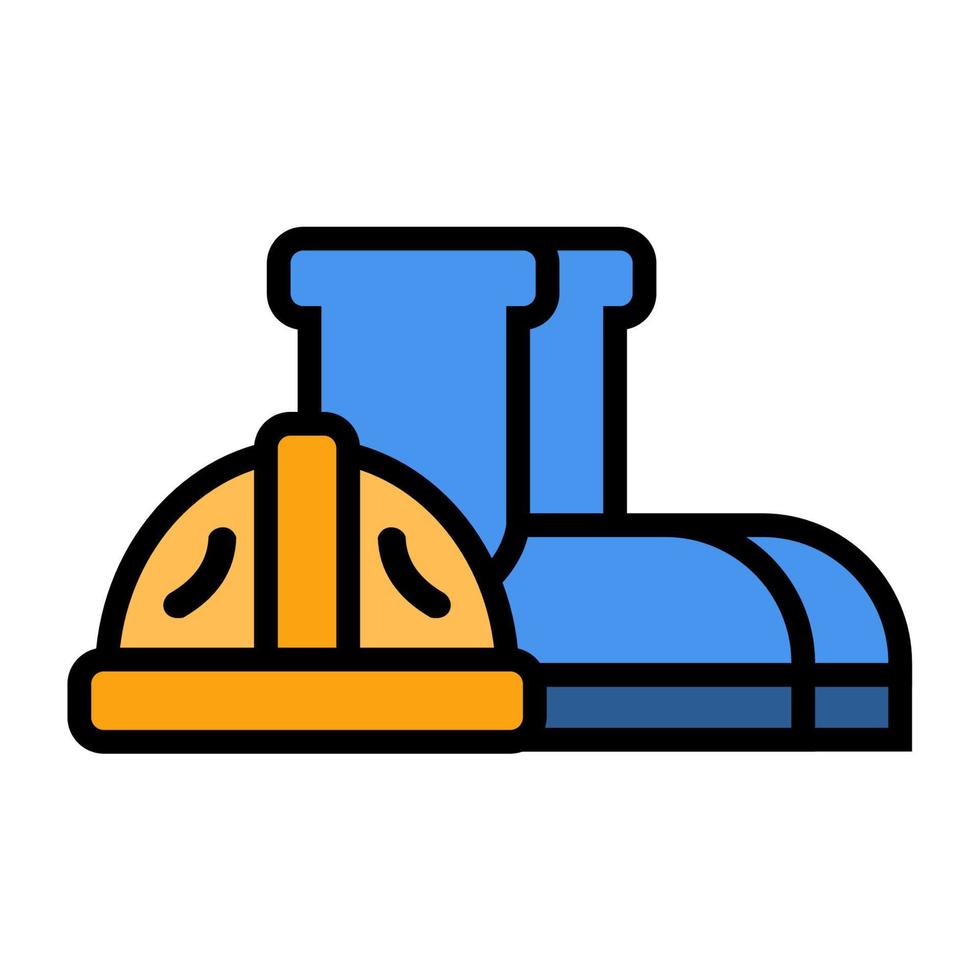 Illustration Vector Graphic of protector vest, boots hat, worker construction equipment icon