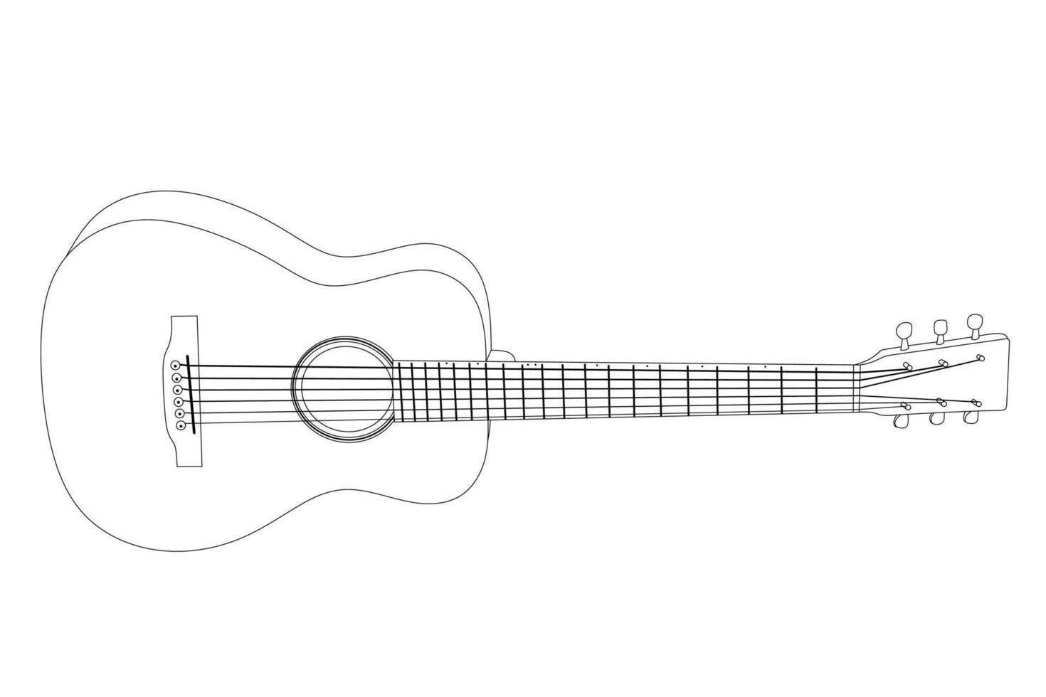 acústico guitarra línea Arte vector negro y blanco
