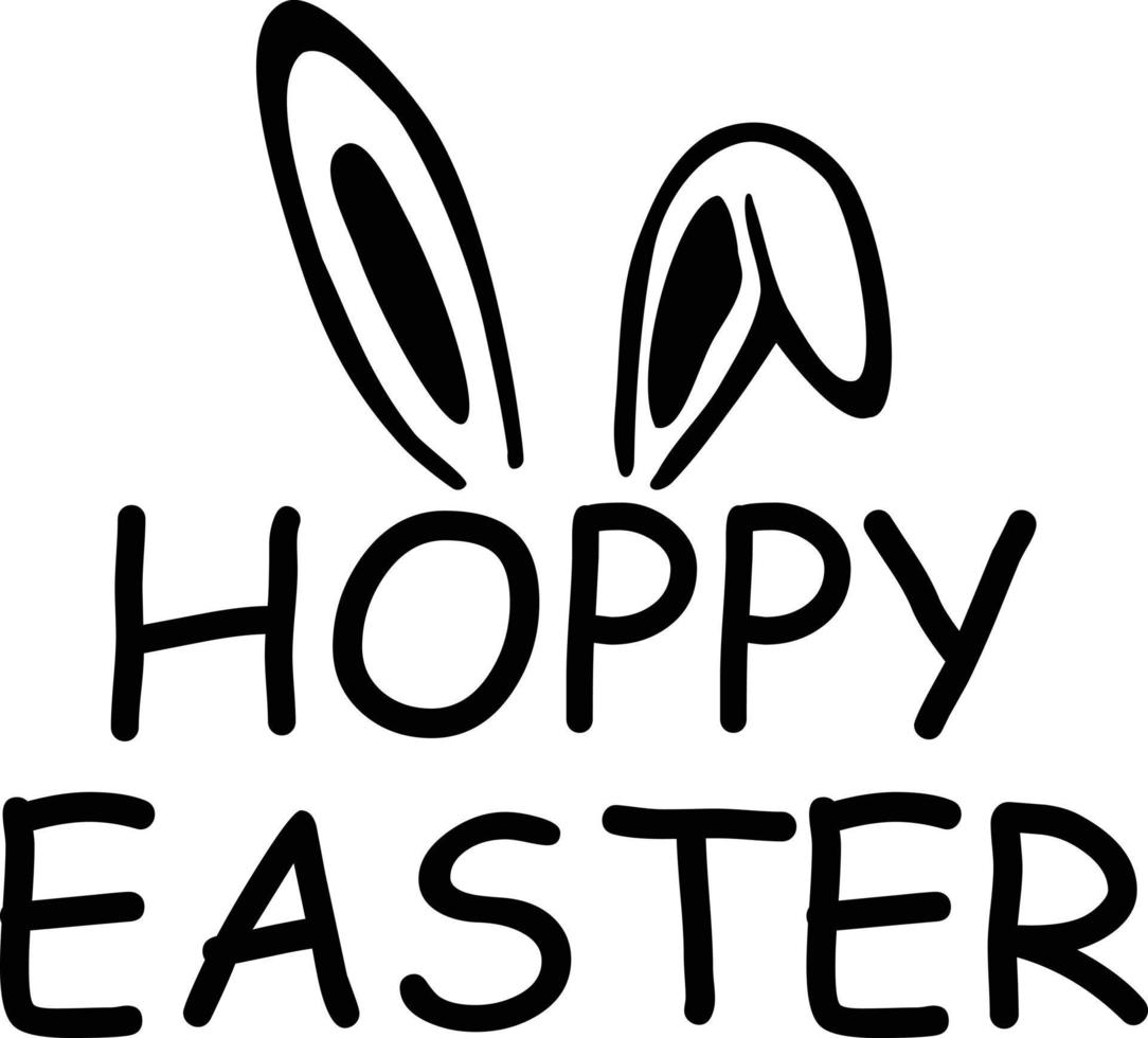 Hoppy easter handwritten lettering with Bunny ears, isolated on white background vector