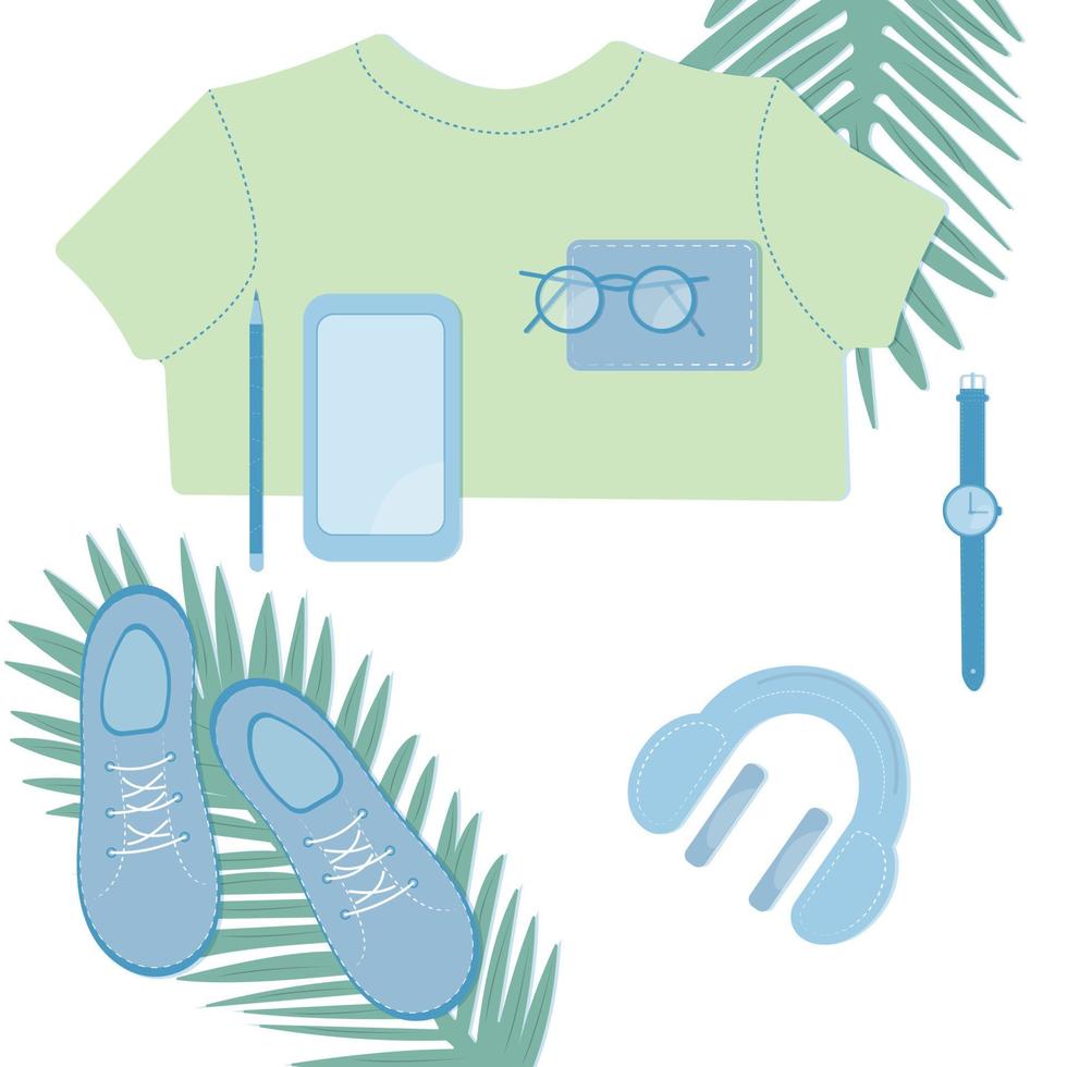 Flat lay clothing summer vector