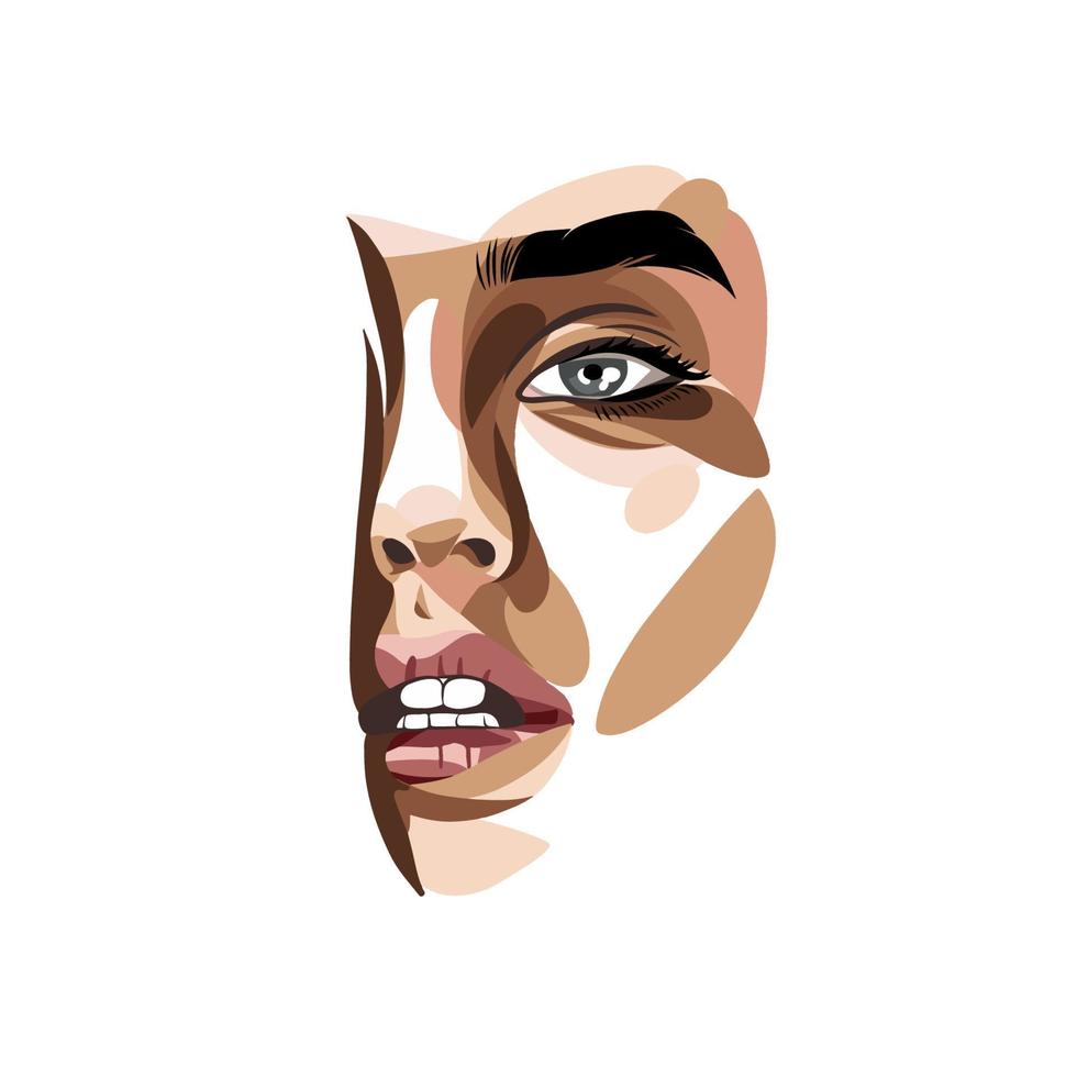 Fashion art, beautiful abstract portrait of a girl, modern art vector