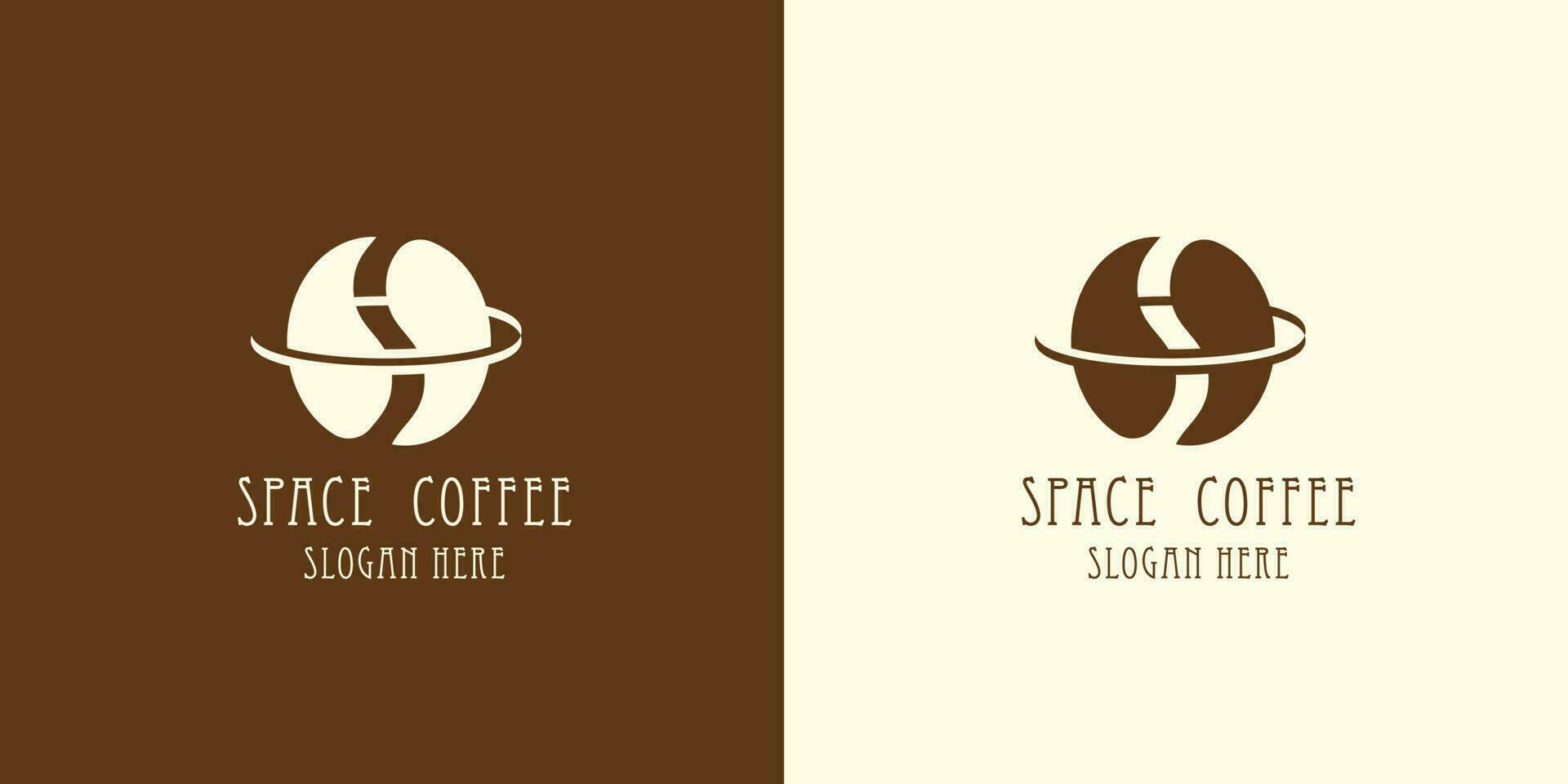 espacio café logo diseño ilustración plano sencillo minimalismo bebida fantasía galaxia astronauta tierra orbita mundo vector icono espacio restaurante menú