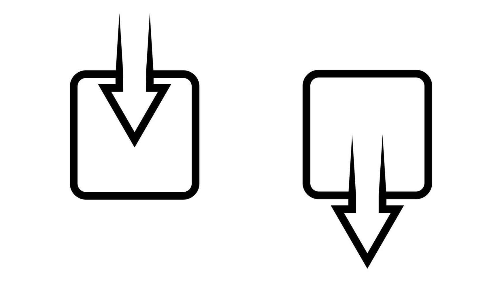 Icon output input, outline logo, arrow submit save data button vector