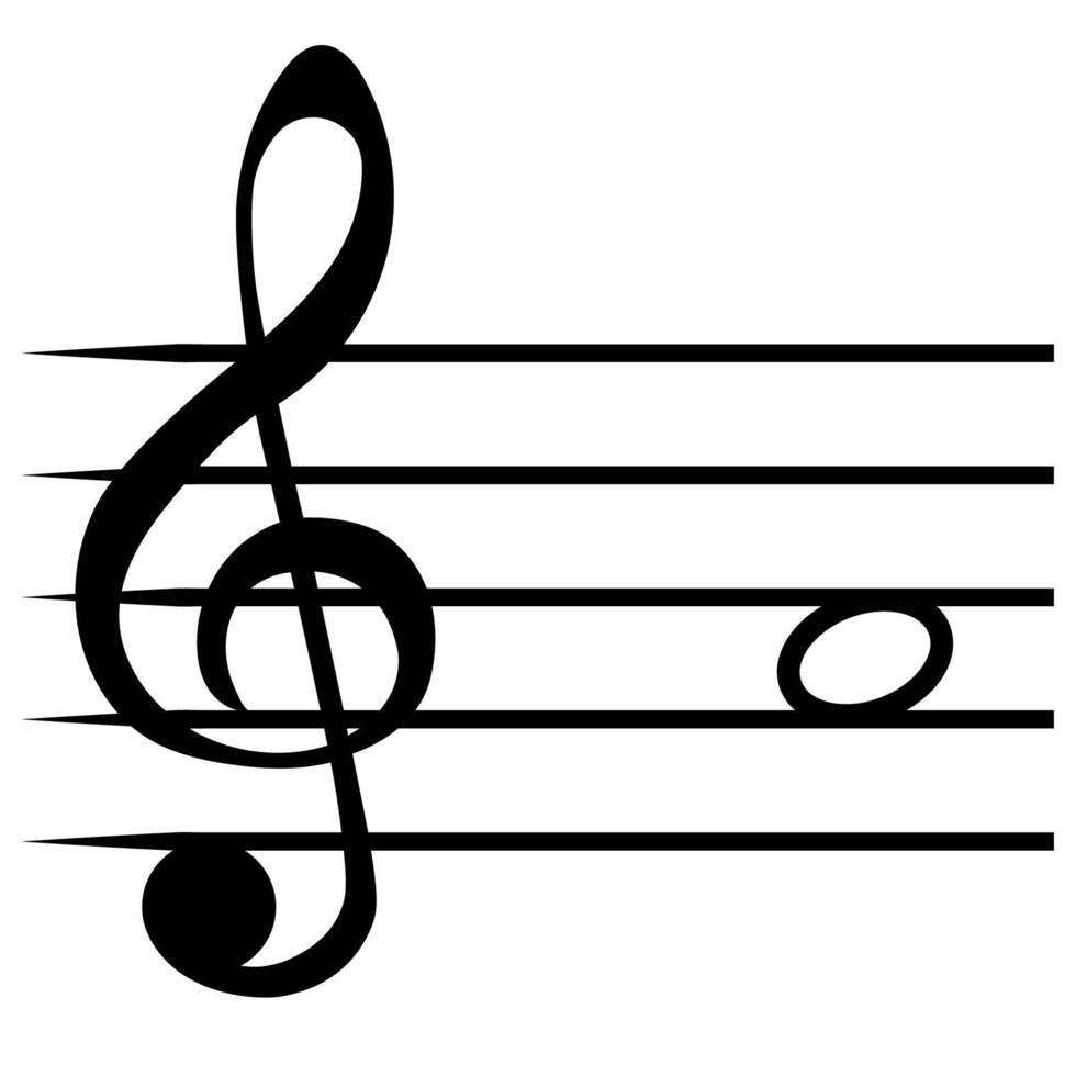 Note A, la music staff lines G clef solfege note vector