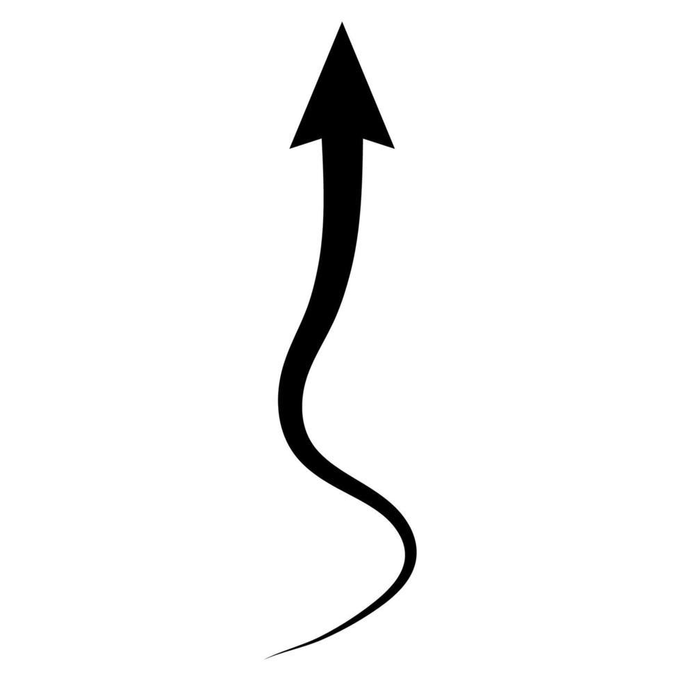 Up vertical curved directional arrow upward trend stock exchange, smooth arrow indicating  increase in  level asset value vector