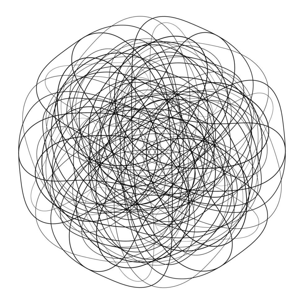 Tangled thoughts, chaos in head, abstract state of depression, children's hand drawing doodle vector