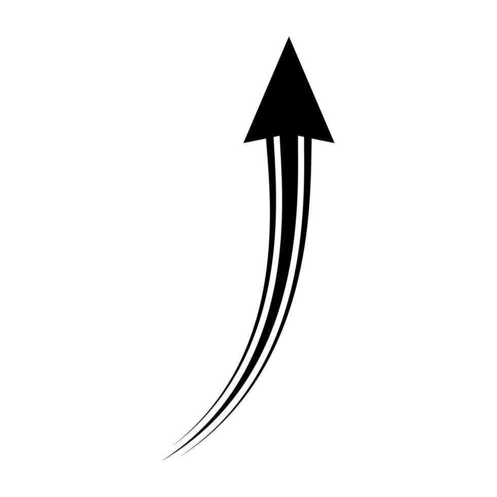 vector icono arriba flecha, levantamiento curvo flecha, dirección indicador, valores ilustración