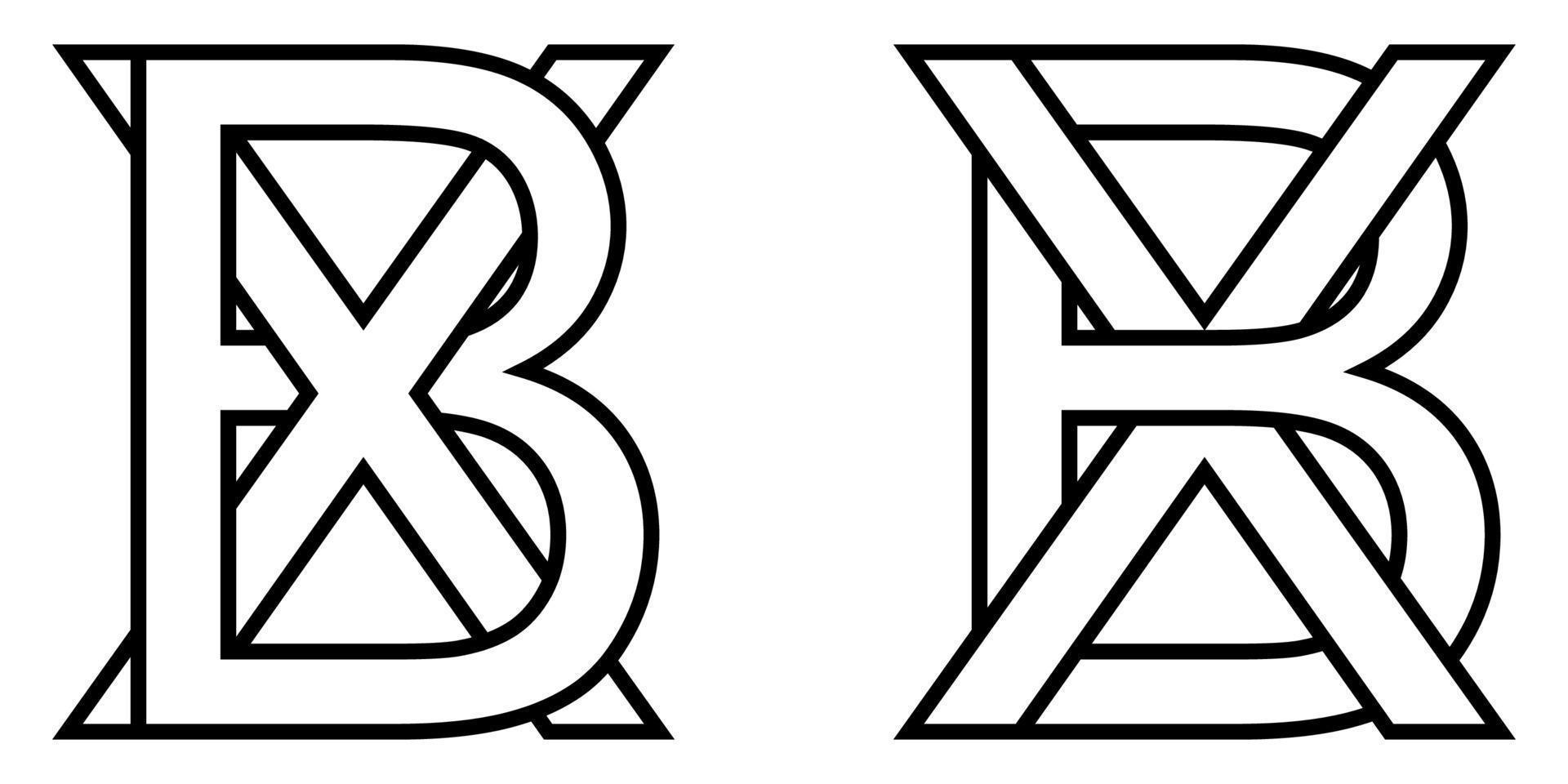 Logo sign bx xb icon sign two interlaced letters b, x vector logo bx, xb first capital letters pattern alphabet b, x