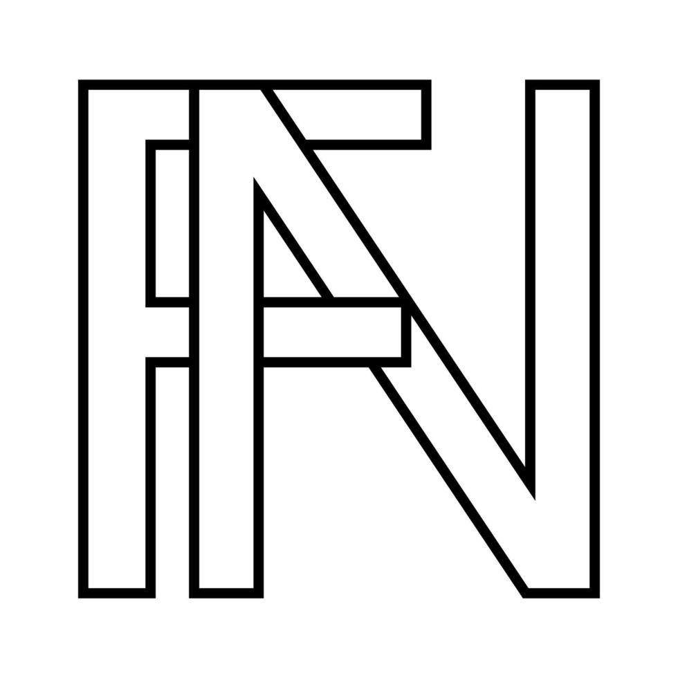 Logo sign, fn nf icon, nft fn interlaced letters f n vector