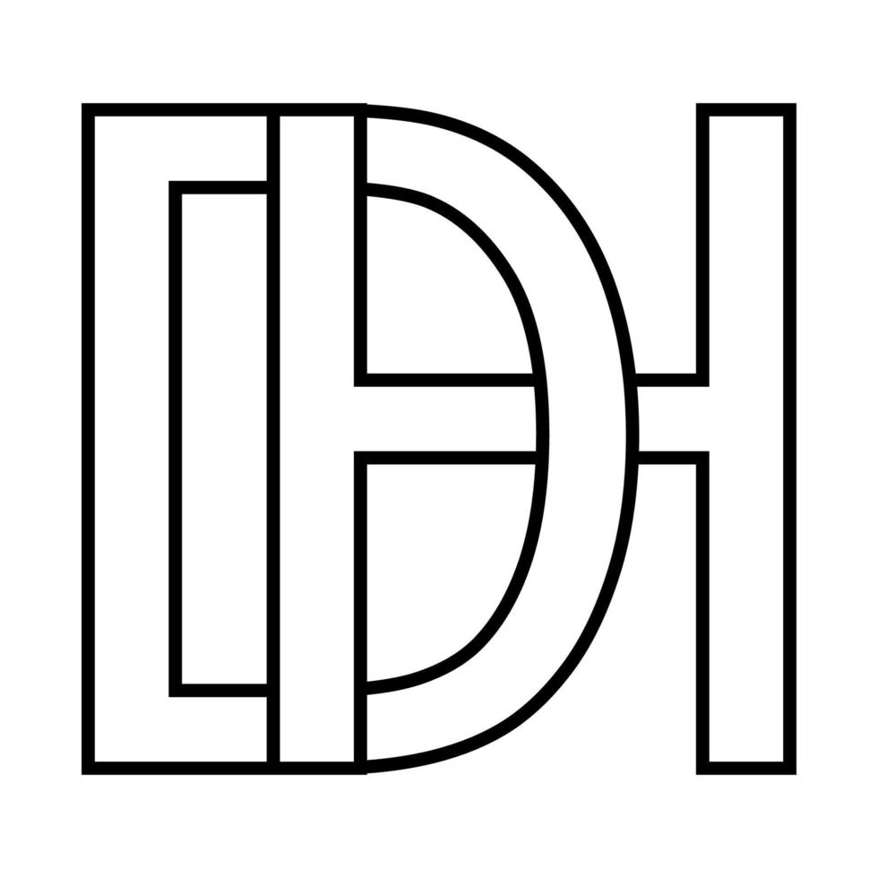 Logo sign dh hd icon sign, interlaced letters d h vector