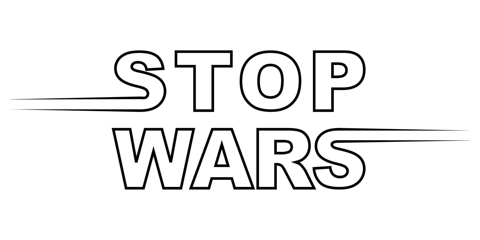 Stop wars peace sign of pacifism letering vector