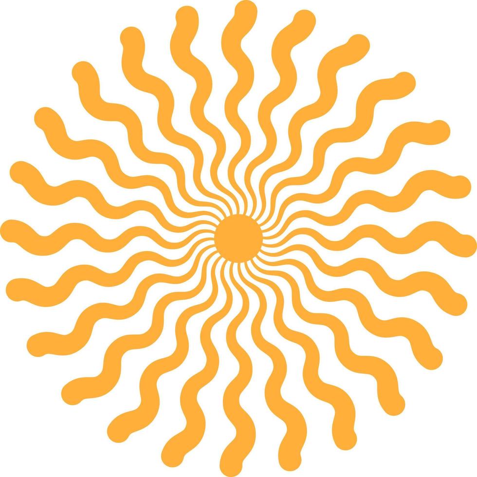 Sun with wavy rays, symbol good weather and mood vector