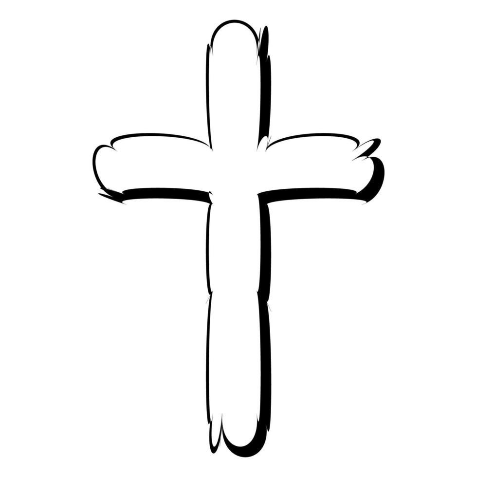 Cross doodle sketch christian, faith bible catholic religious symbol vector