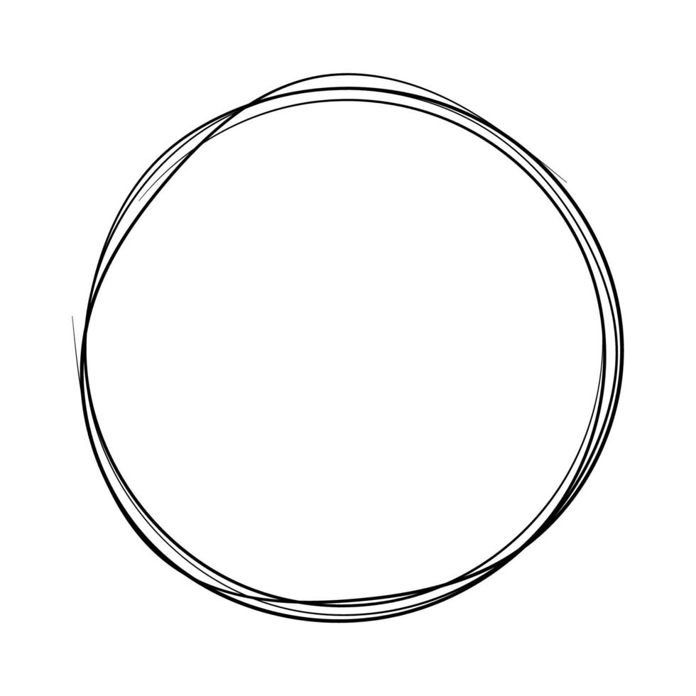 Circle hand draw, round, doodle logo, circular pencil background frame vector