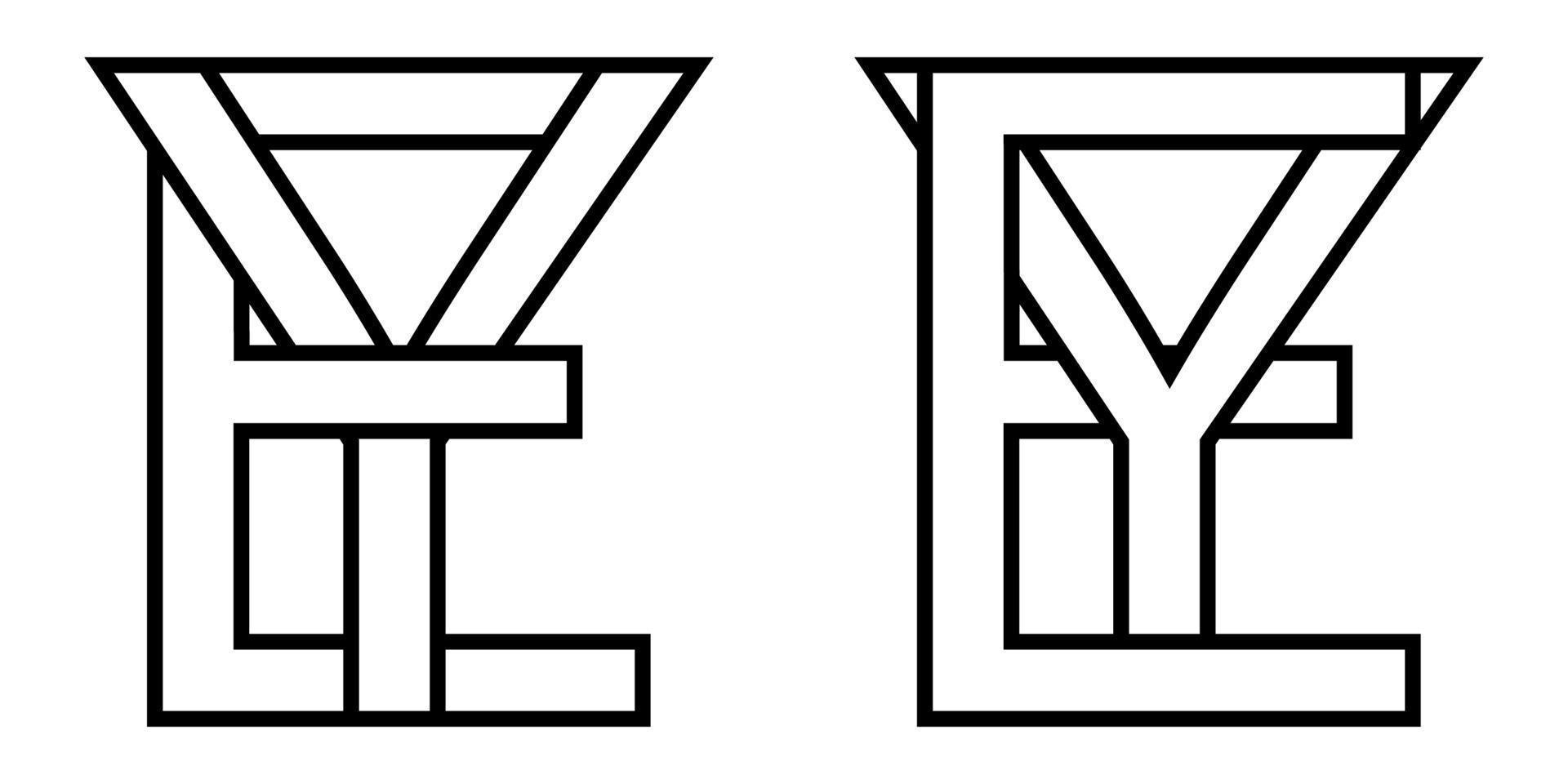 Logo sign ey ye icon sign interlaced letters Y, E vector logo ey, ye first capital letters pattern alphabet e, y
