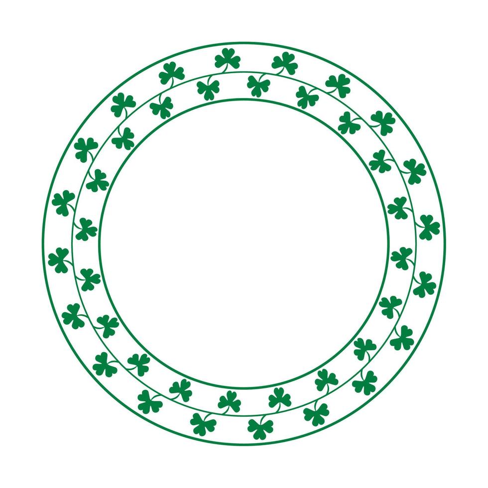 Round frame made of clover leaves bringing good luck vector