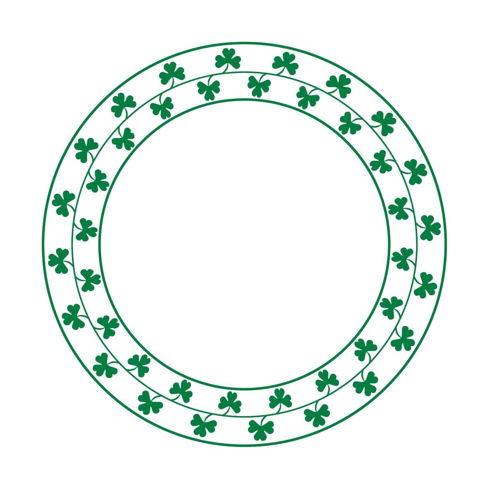 Round frame made of clover leaves bringing good luck vector