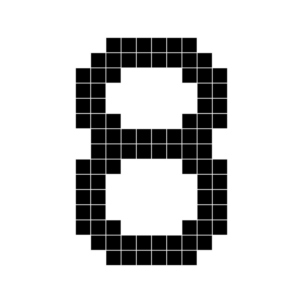 Number 8 eight 3d cube pixel shape minecraft 8 bit vector