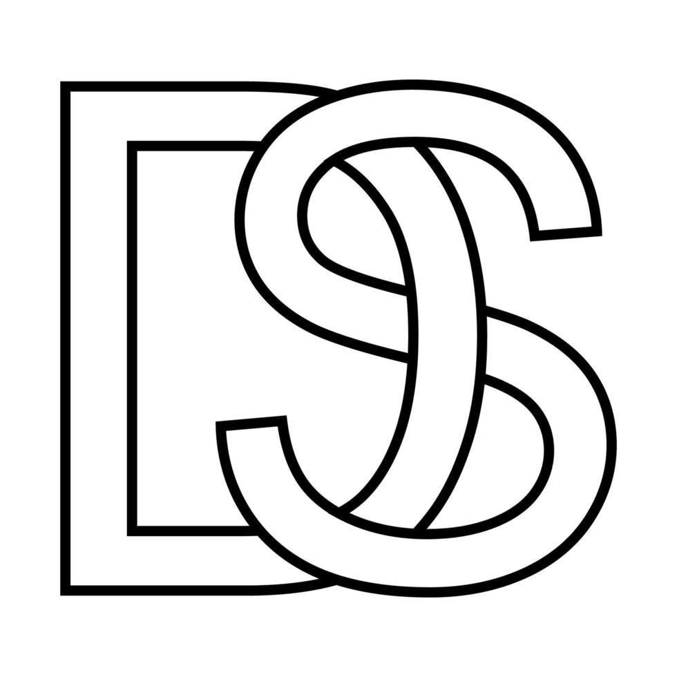 Logo sign ds sd icon, nft ds interlaced letters d s vector