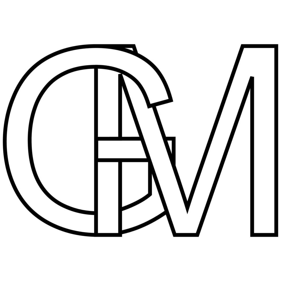 Logo sign gm mg icon nft interlaced letters g m vector