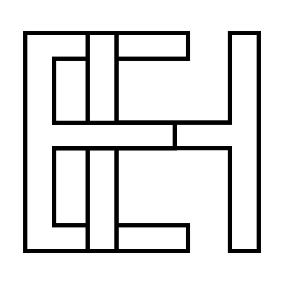 Logo sign eh and he icon sign interlaced letters H, E vector logo eh, he first capital letters pattern alphabet e, h