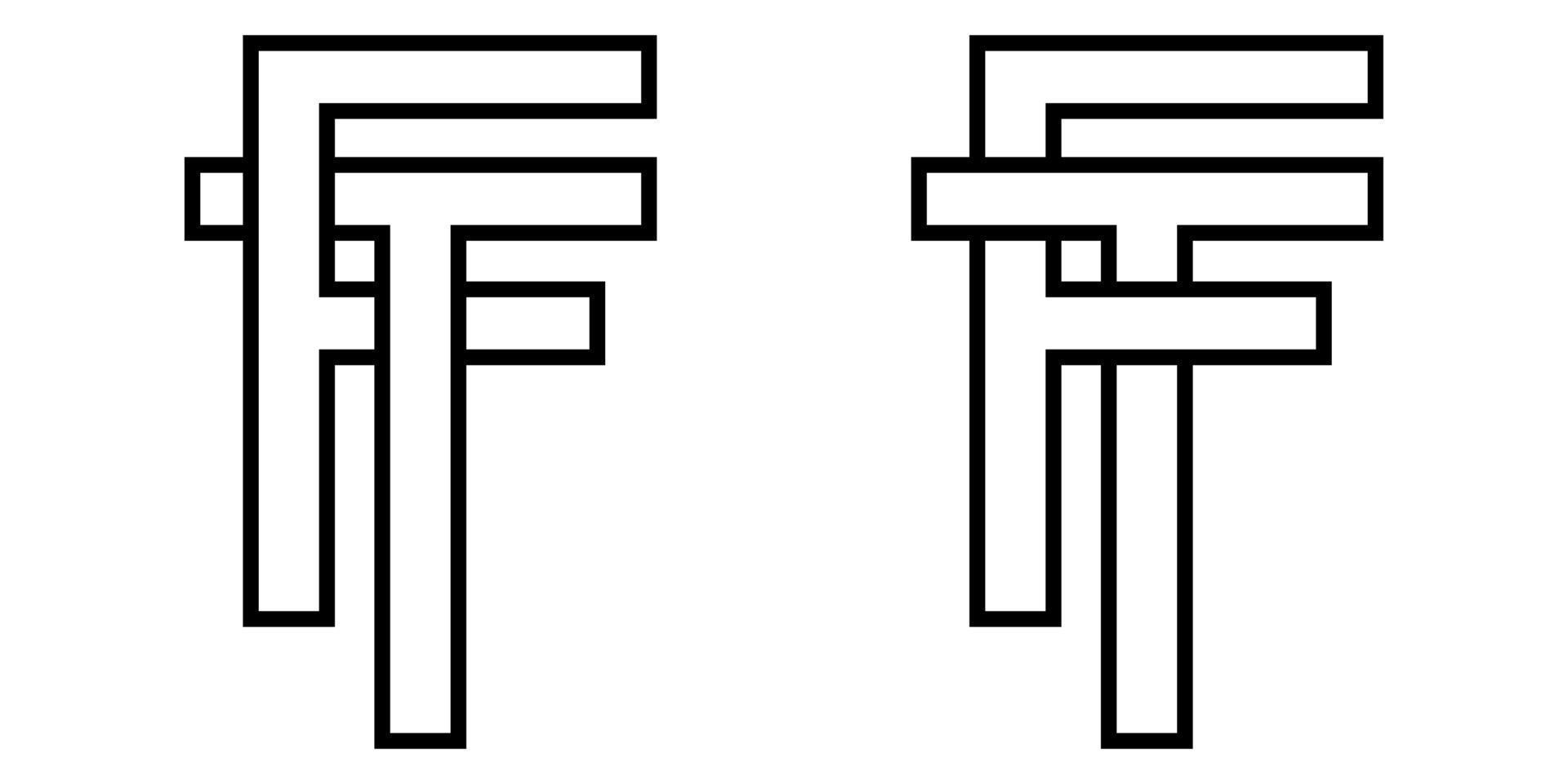 Logo sign ft and tf icon sign interlaced letters t, F vector logo tf, ft first capital letters pattern alphabet  t  f