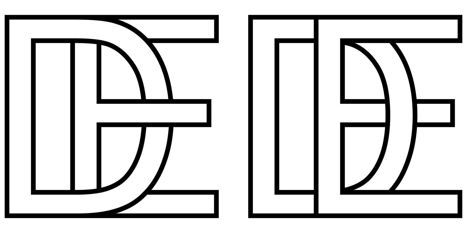 Logo de ed icon sign two interlaced letters D e, vector logo de ed first capital letters pattern alphabet d e