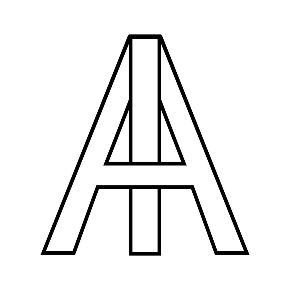 Logo ai icon sign two interlaced letters A, i vector logo ai first capital letters pattern alphabet a, i
