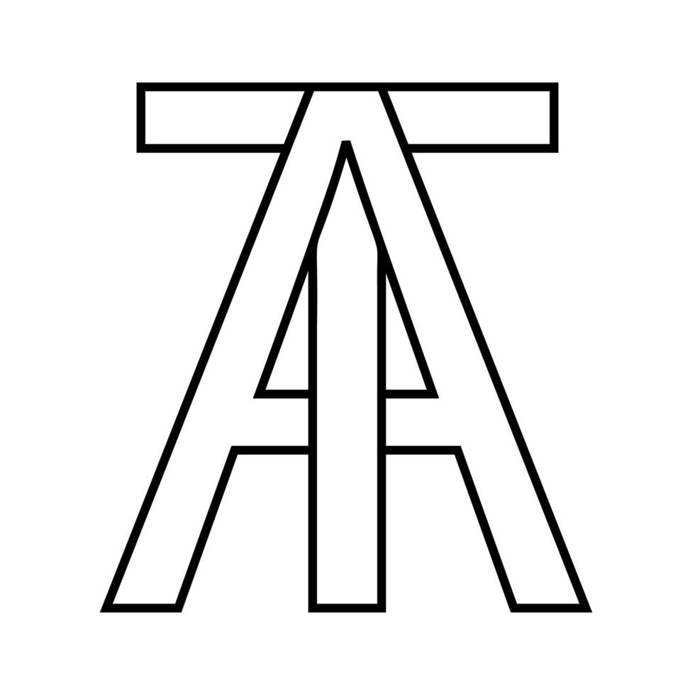 Logo sign at, ta icon sign interlaced letters A,T vector logo at, ta first capital letters pattern alphabet a, t