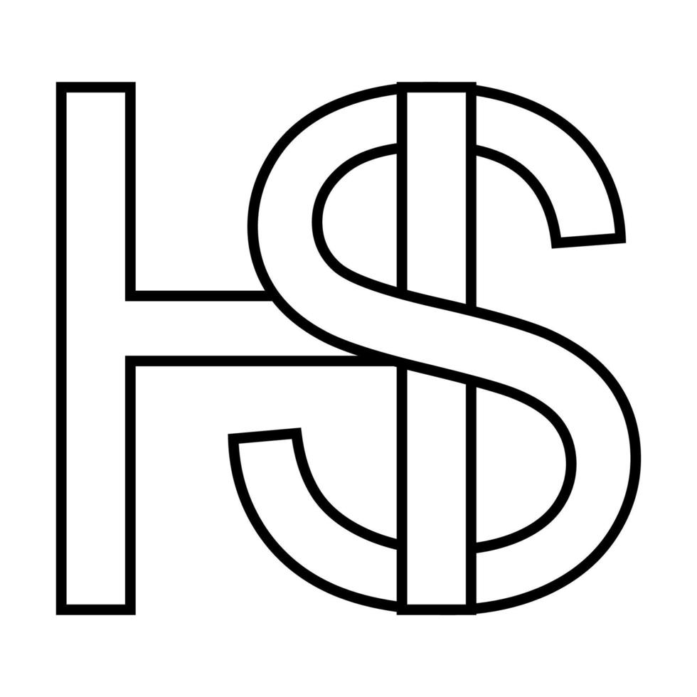 Logo sign hs sh icon nft interlaced letters s h vector