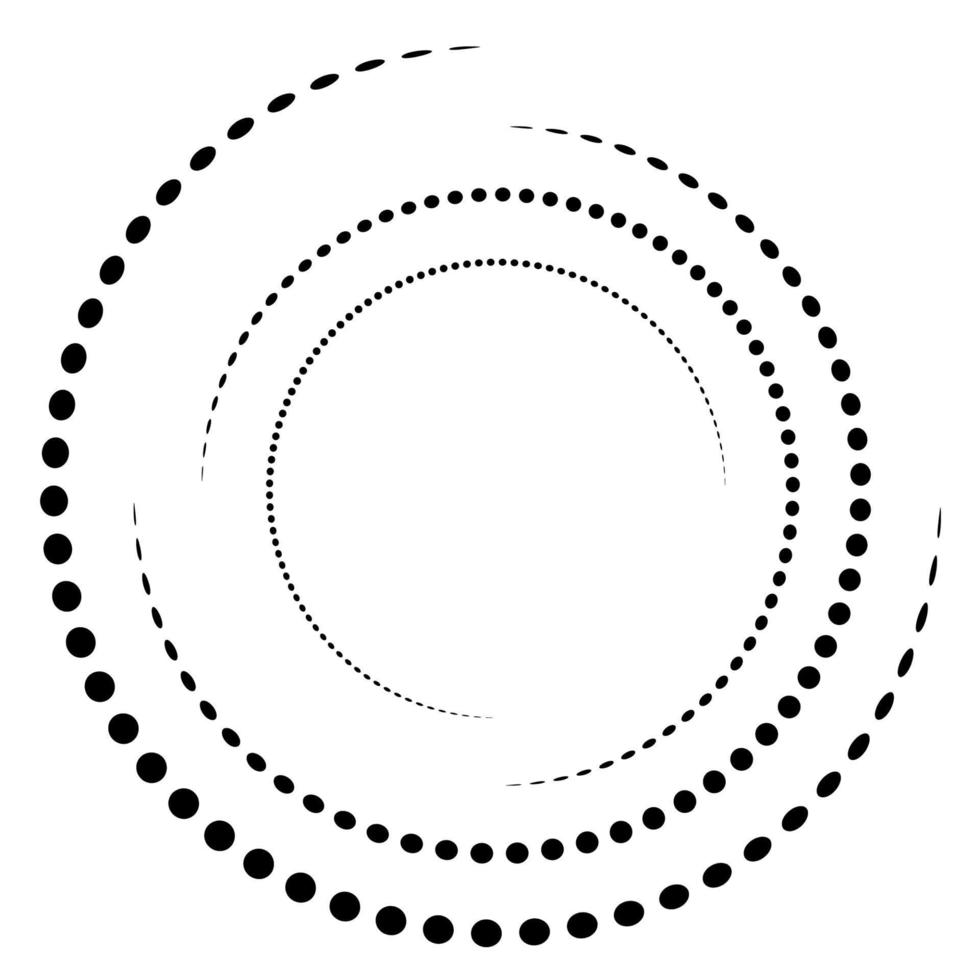 Halftone dots form circle round logo and dotted lens frame vector