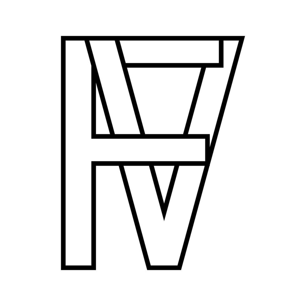 Logo sign, fv vf icon, nft fv interlaced letters f v vector
