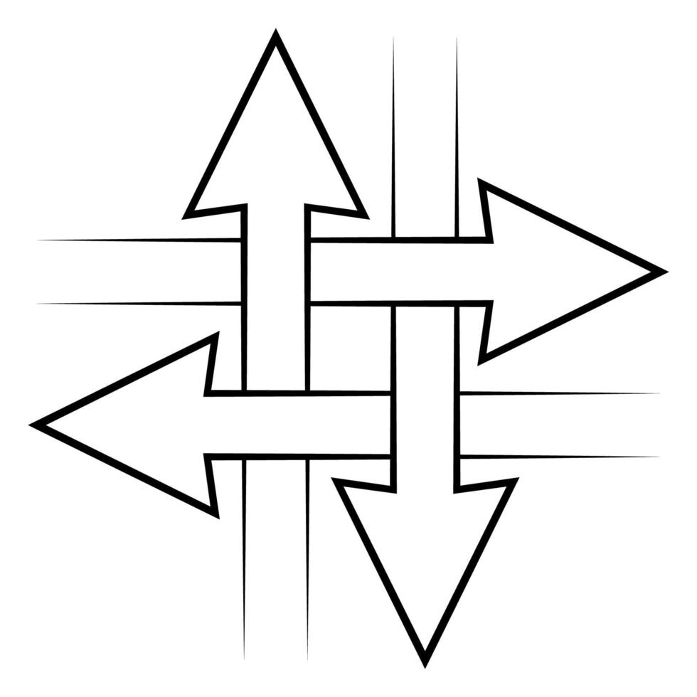 Intersecting arrows sign, intersection symbol, vector simple icon with concept of communication, connection, information exchange