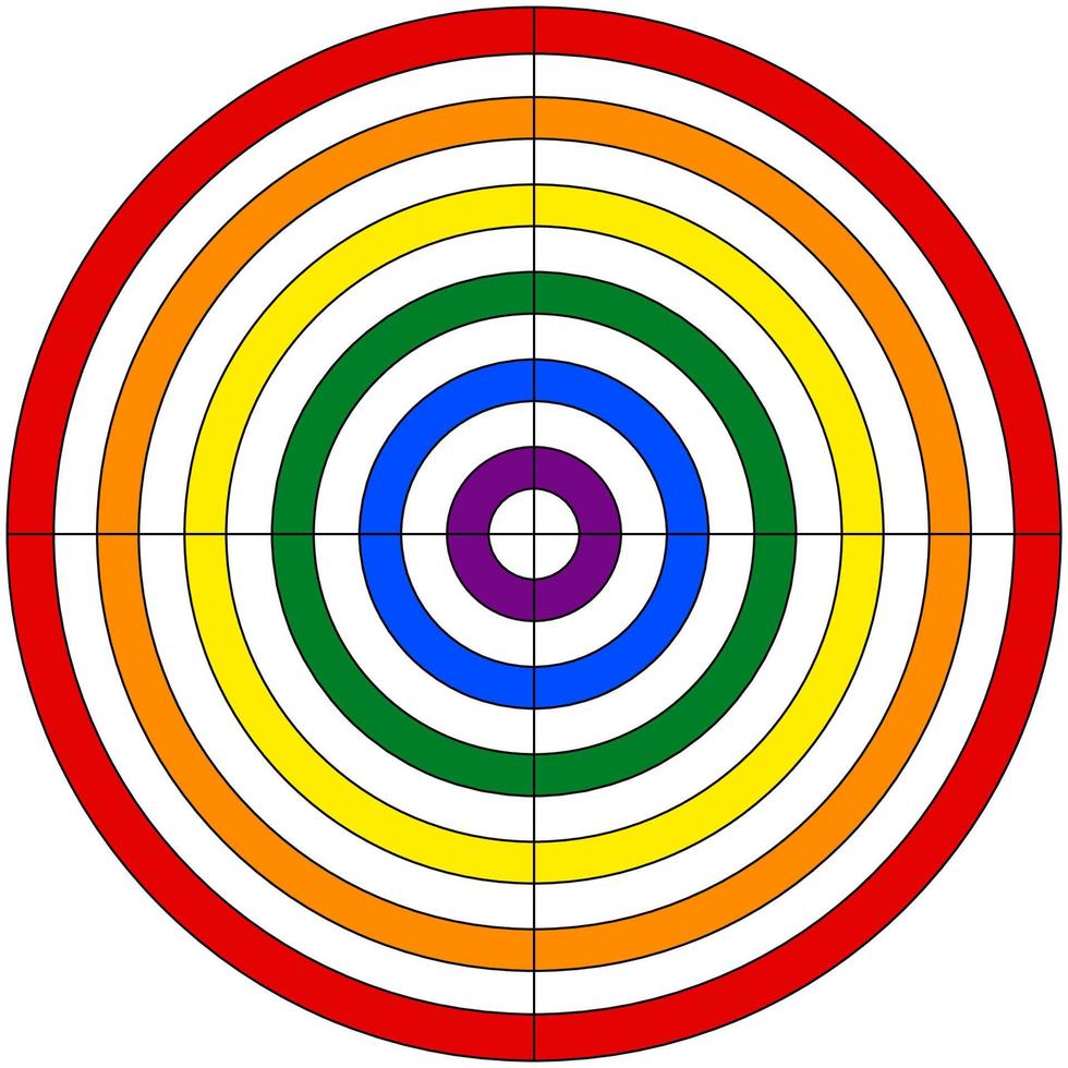 Target for shooting colors LGBT flag, vector target LGBT symbol anti homophobia, sign for a meeting place pride party