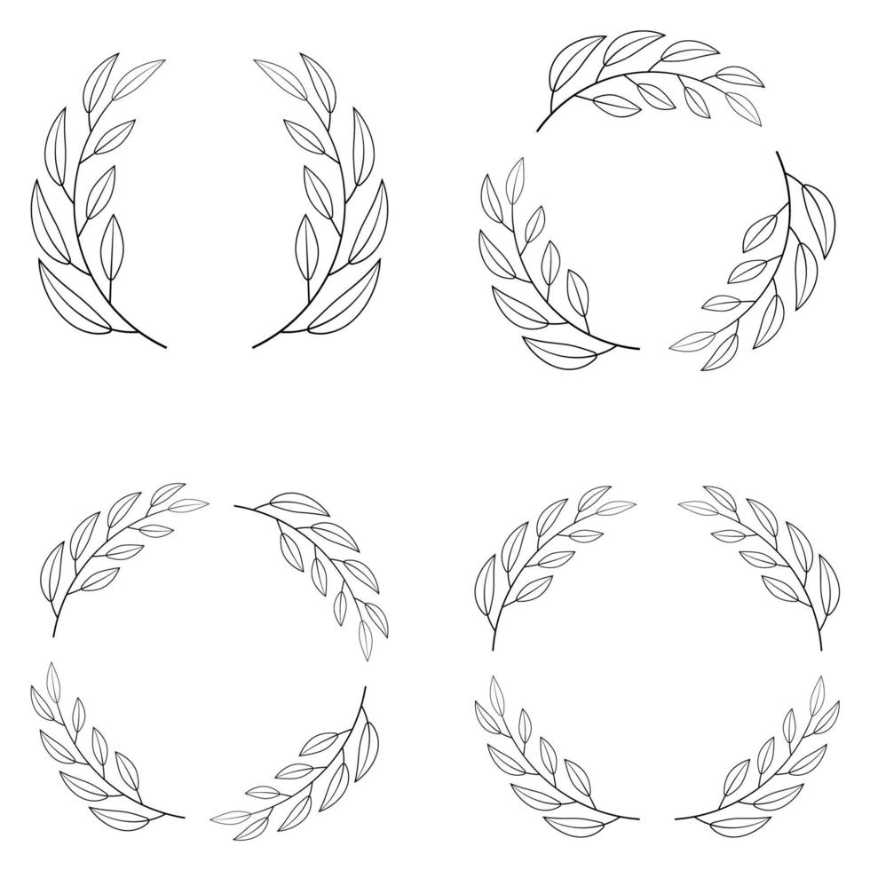 Set of borders photo frame circle Laurel wreath. Decorative elements vector Laurel wreath winner