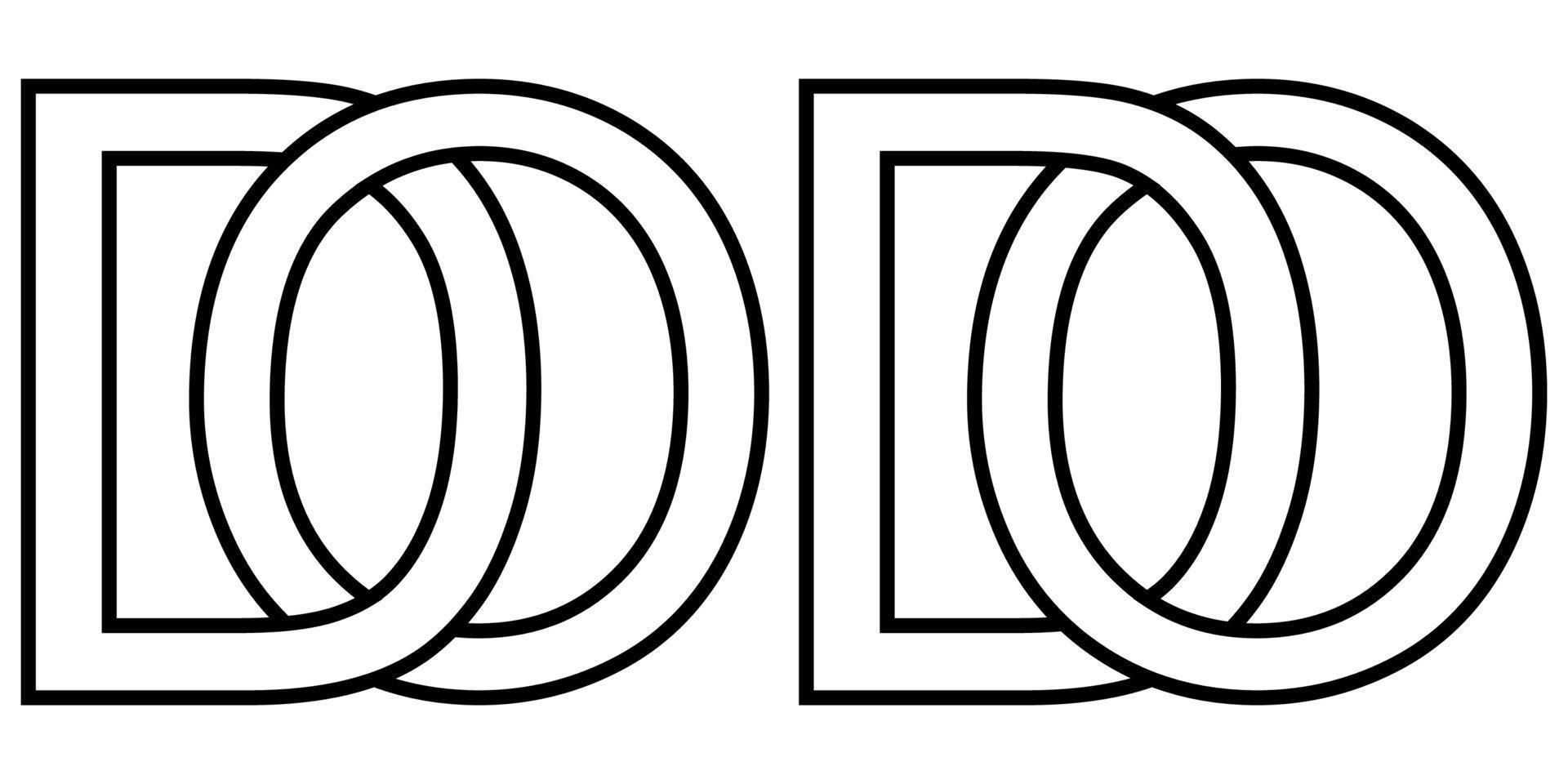 Logo od do icon sign two interlaced letters O D, vector logo od do first capital letters pattern alphabet o d