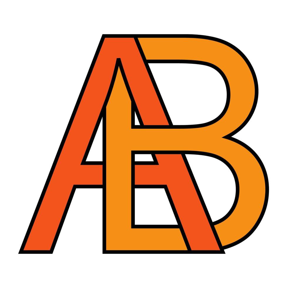 Logo ab icon sign two interlaced letters A B vector logo first capital letters pattern alphabet ab