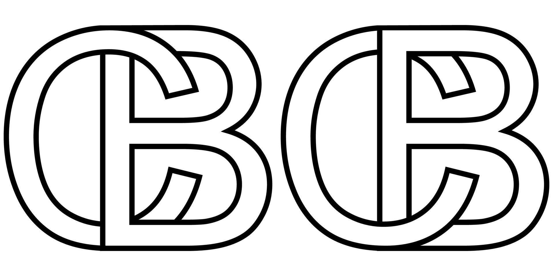 Logo sign bc and cb icon sign two interlaced letters B, C vector logo bc, cb first capital letters pattern alphabet b, c