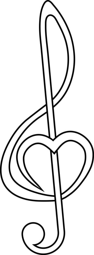 Musical sign treble clef with heart vector