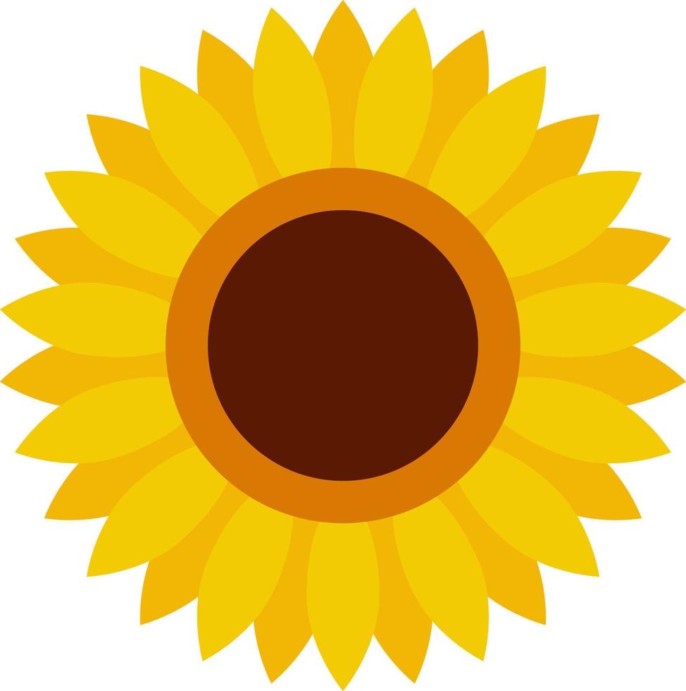 Cute sunflower flower icon in flat style vector