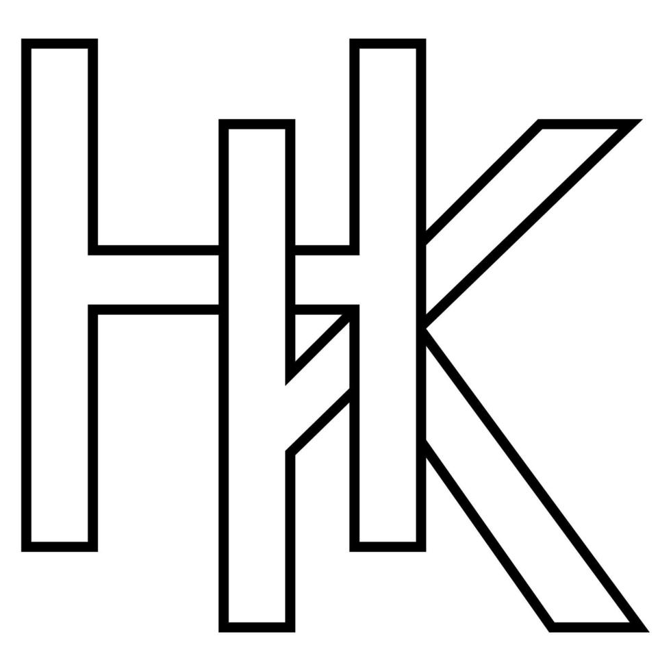 Logo sign hk kh icon nft, interlaced letters k h vector