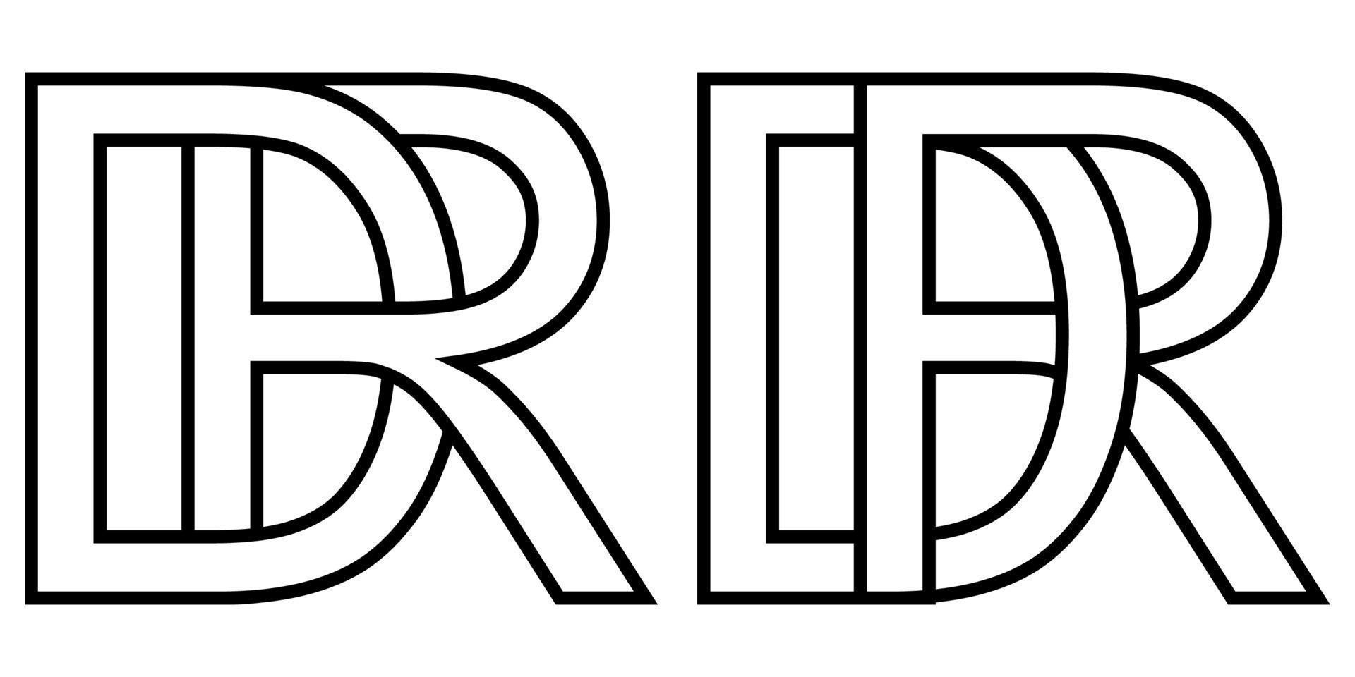 Logo rd dr icon sign two interlaced letters R D, vector logo rd dr first capital letters pattern alphabet r d