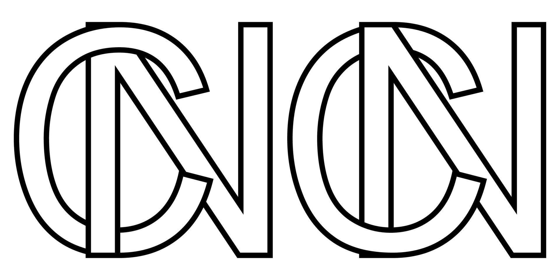 Logo sign nc cn icon sign two interlaced letters N, C vector logo nc, cn first capital letters pattern alphabet n, c