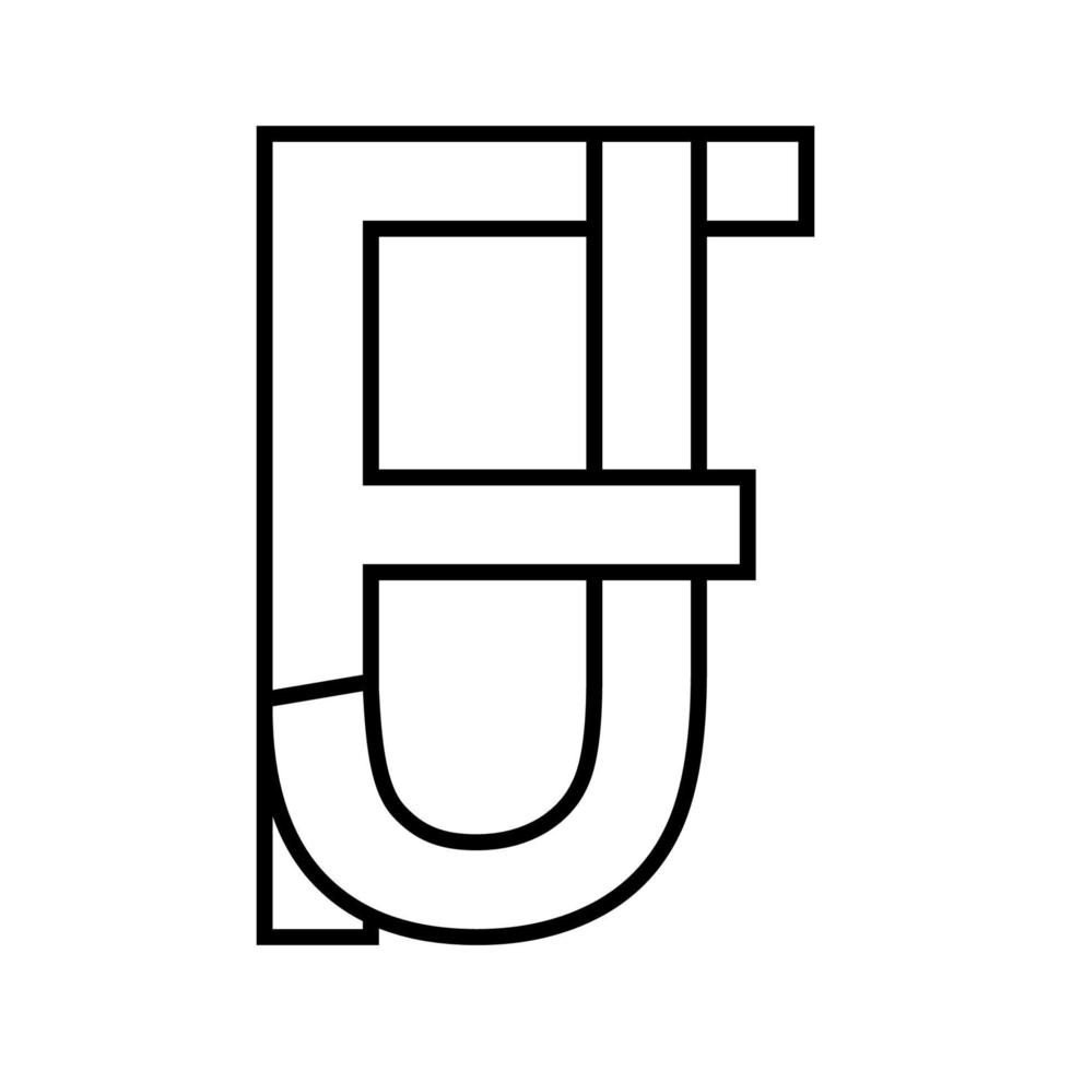 Logo sign, fj jf icon, nft fj interlaced letters f j vector