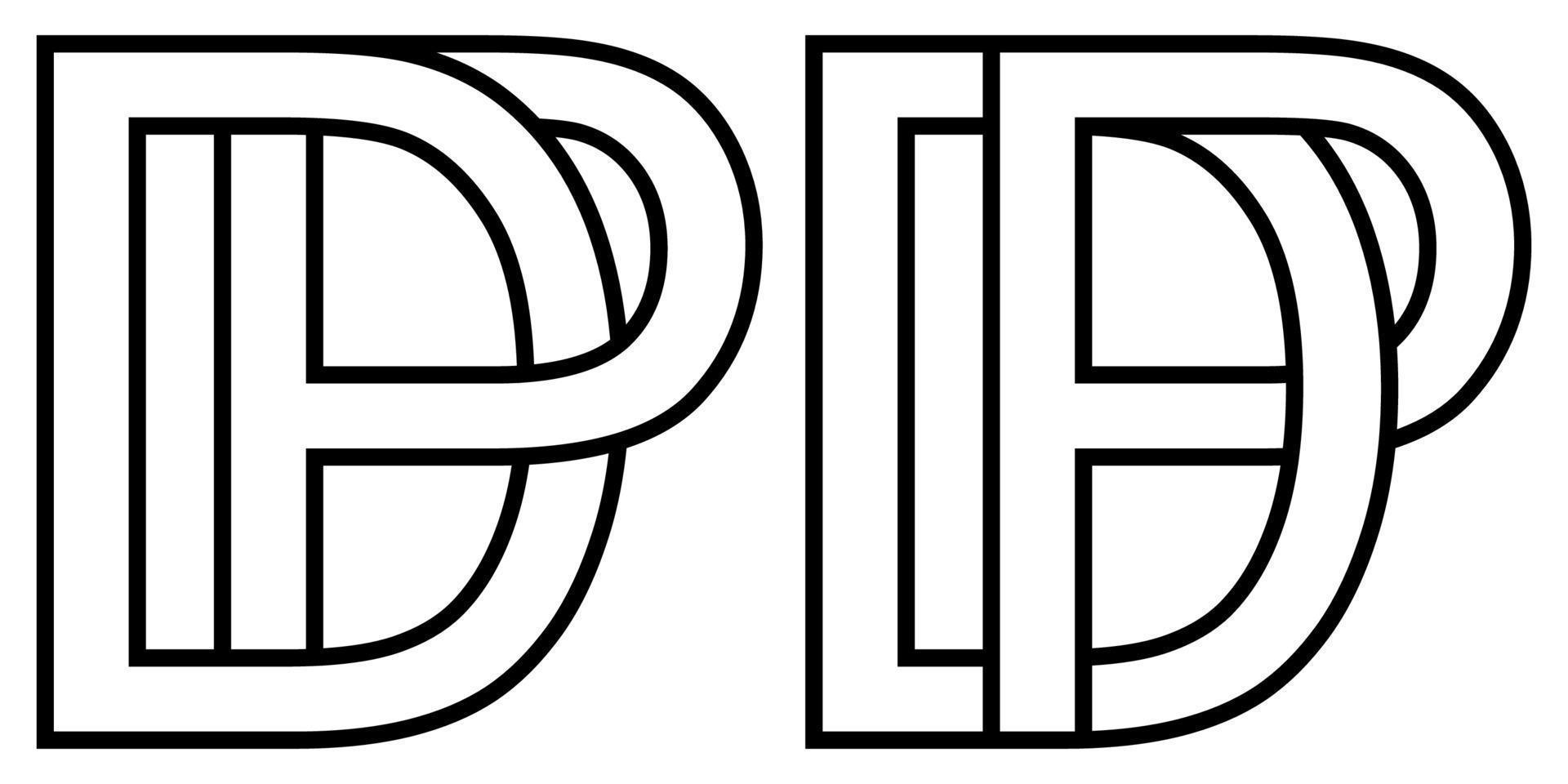 Logo pd dp icon sign two interlaced letters P D, vector logo pd dp first capital letters pattern alphabet p d