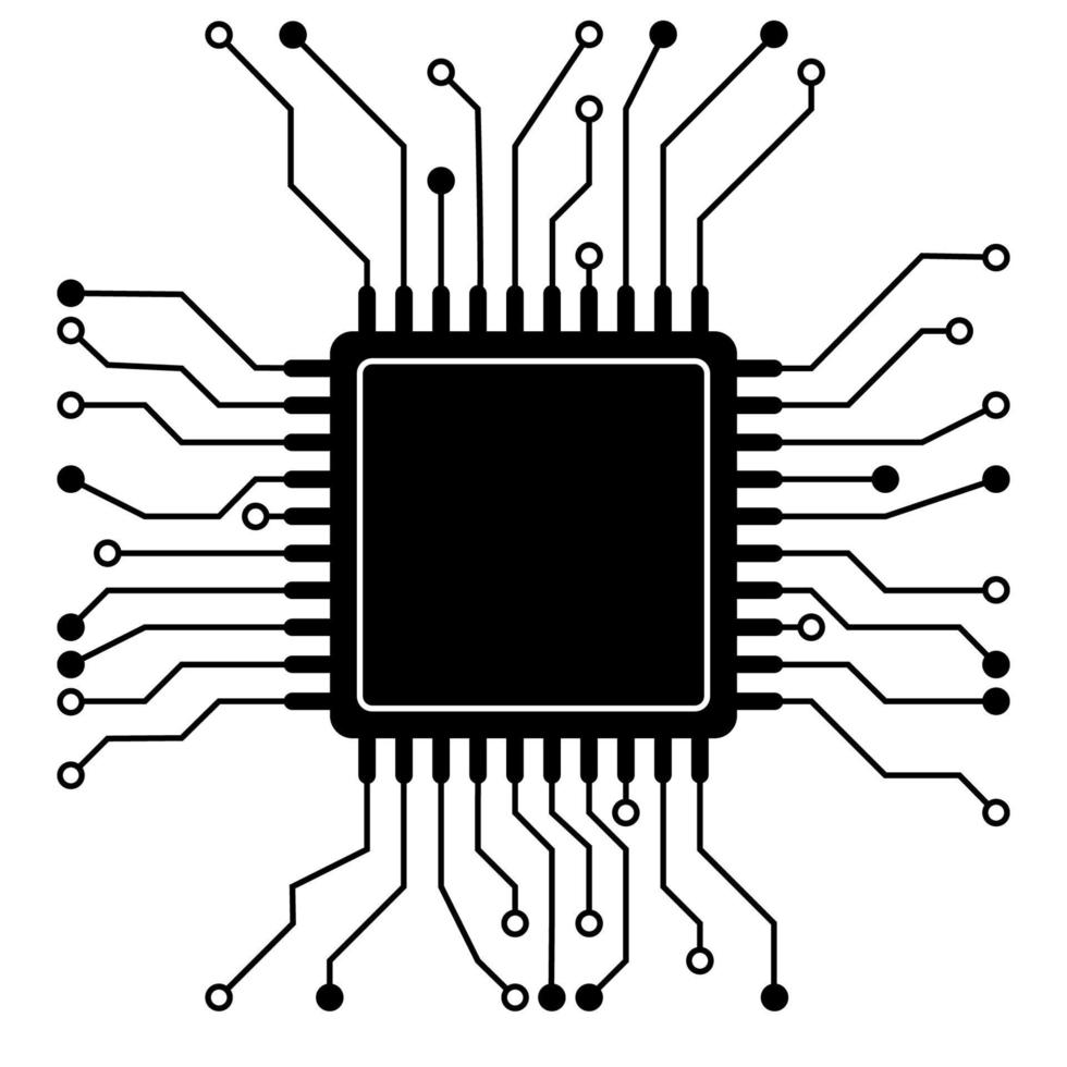 Motherboard chip central processing unit, symbol, cpu digital high technology vector